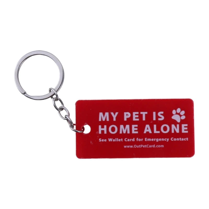 

Y1UB Emergency Contact Wallet Card Folded Pet Emergency Wallet Card Tags Pet are Home Alone Alert Key Tags Keychain