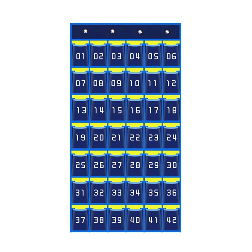 

42 Numbered Pockets Chart Cell Phone Hanging Organizer Hanging Storage Bag for Classroom Calculator Mobile Phone Holders