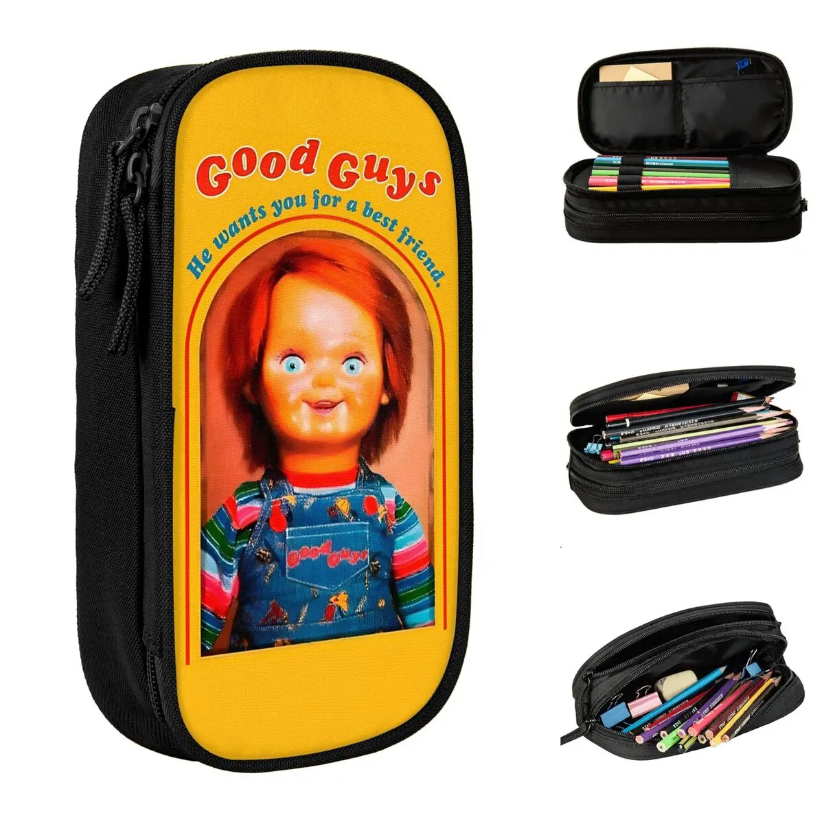 Fun Chucky Good Guys Pencil Case Pen Box Pencil Bags Office Gifts Stationery Kids Big Capacity