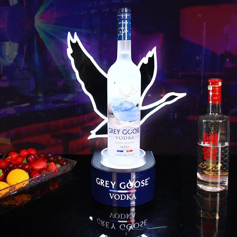 Popular Backlit Sign Lighted LED BOTTLE Glorifier Display Rechargeable GREY GOOSE Vodka WHITE LED BOTTLE PRESENTER