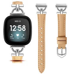 Elegant Silver D - Buckle Women's Slim Leather Watch Strap - Sense (Kakhi)