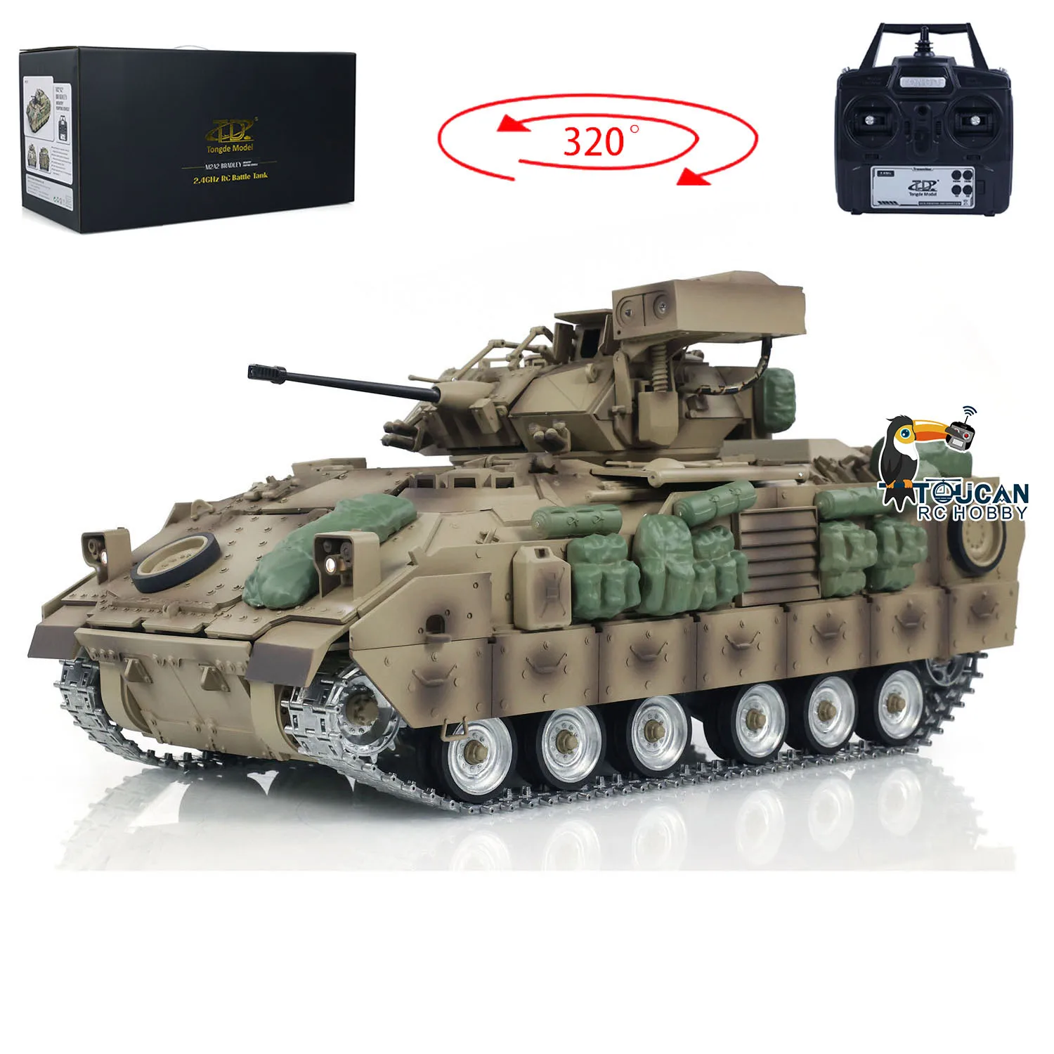 In Stock TD 1/16 Military RC Tank M2A2 Bradley Metal Tracks Road Wheel Infrared Barrel Recoil Radio Control RTR Combat Tank Gift 5