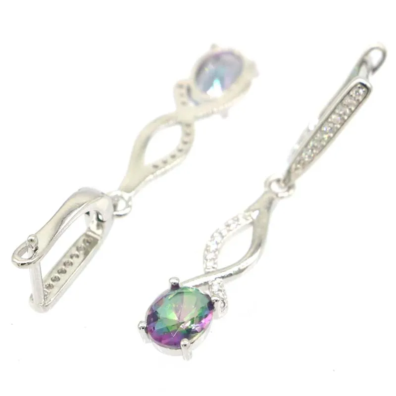 4g Customized 925 SOLID STERLING SILVER Earrings Luxury Changing Zultanitel Mystical Topaz Alexandrite Topaz White CZ Ladies Eng