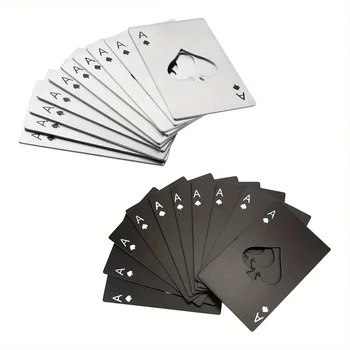 10PCS Stainless Steel Poker Card Bottle Opener – Ace of Spades Credit Card Bar Tool 1