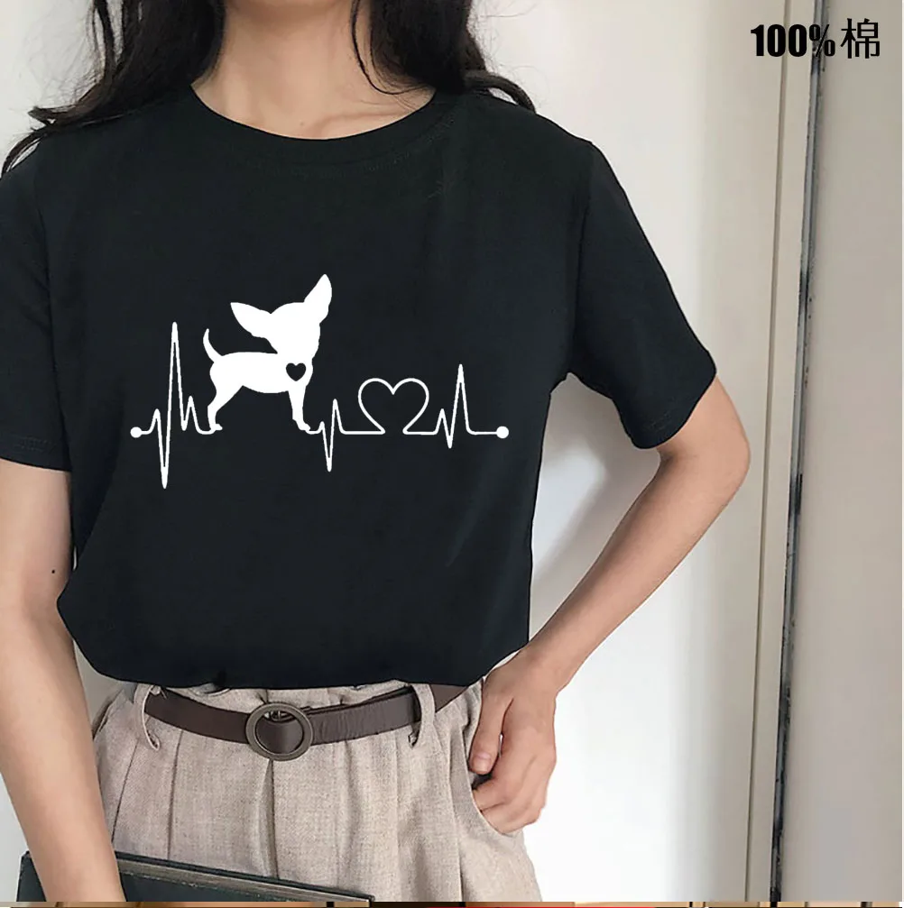 

Chihuahua Dog Heartbeat Print Women tshirt Casual Cotton Hipster Funny t shirt For Girl Top Tee Tumblr Drop Ship