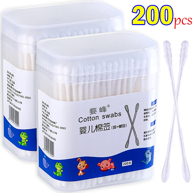 Baby Ear Scoop Cleaning Cotton Swabs Children Special Fine-headed Disposable