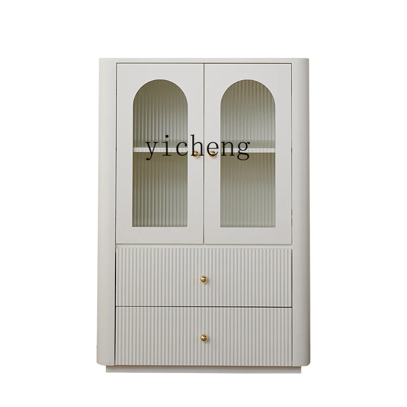 

ZK Solid Wood Small Apartment Wine Cabinet Rounded Corner Modern Simple Dining Side Living Room Corner Cabinet against the Wall