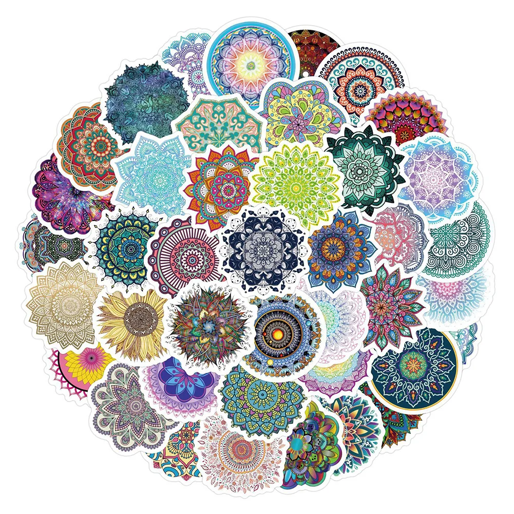 

Водостойкие граффити с мандалой, декоративные наклейки «сделай сам» для ноутбука, чемодана, автомобиля, легко носить с собой, из бумаги, упаковка из 60 наклеек