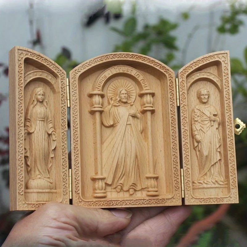 Catholic Sacred Mini Table Swing Car Swing Beech Wood Jesus Saint Joseph Crafts Christian Gift 10cm Home Decoration Accessories