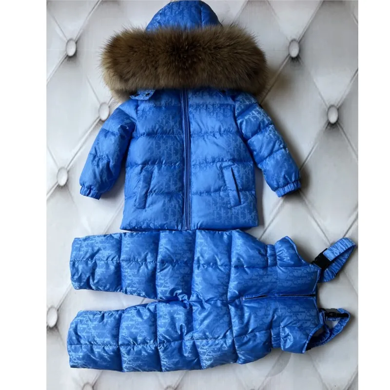 Зимний Комбинезон Winter White Duck Down Jacket Set For Boys And Girls Thickened High-end Children's Skiing Suit Лыжный Костюм