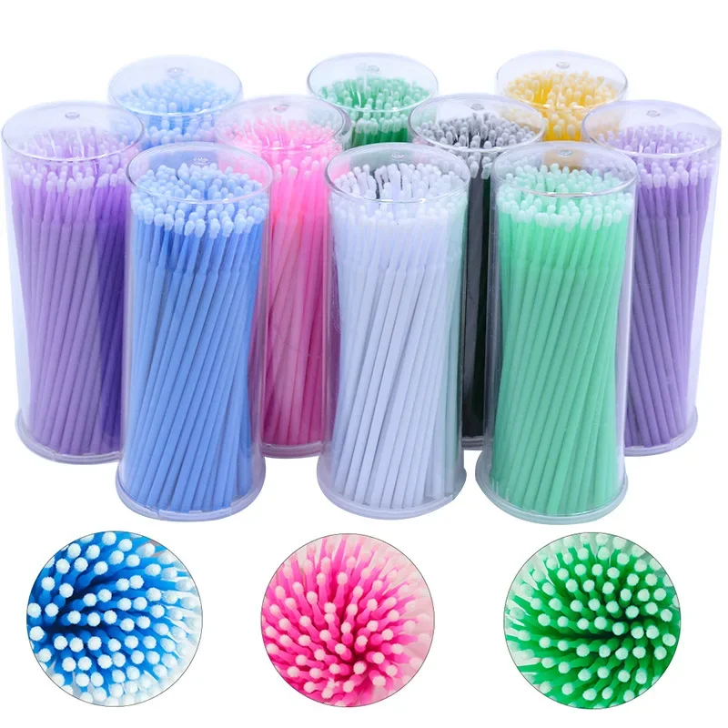 

100Pcs/Bottle Disposable MicroBrush Eyelashes Brush Extension Individual Lash Removing Swab Micro Brush For Eyelash Extension To