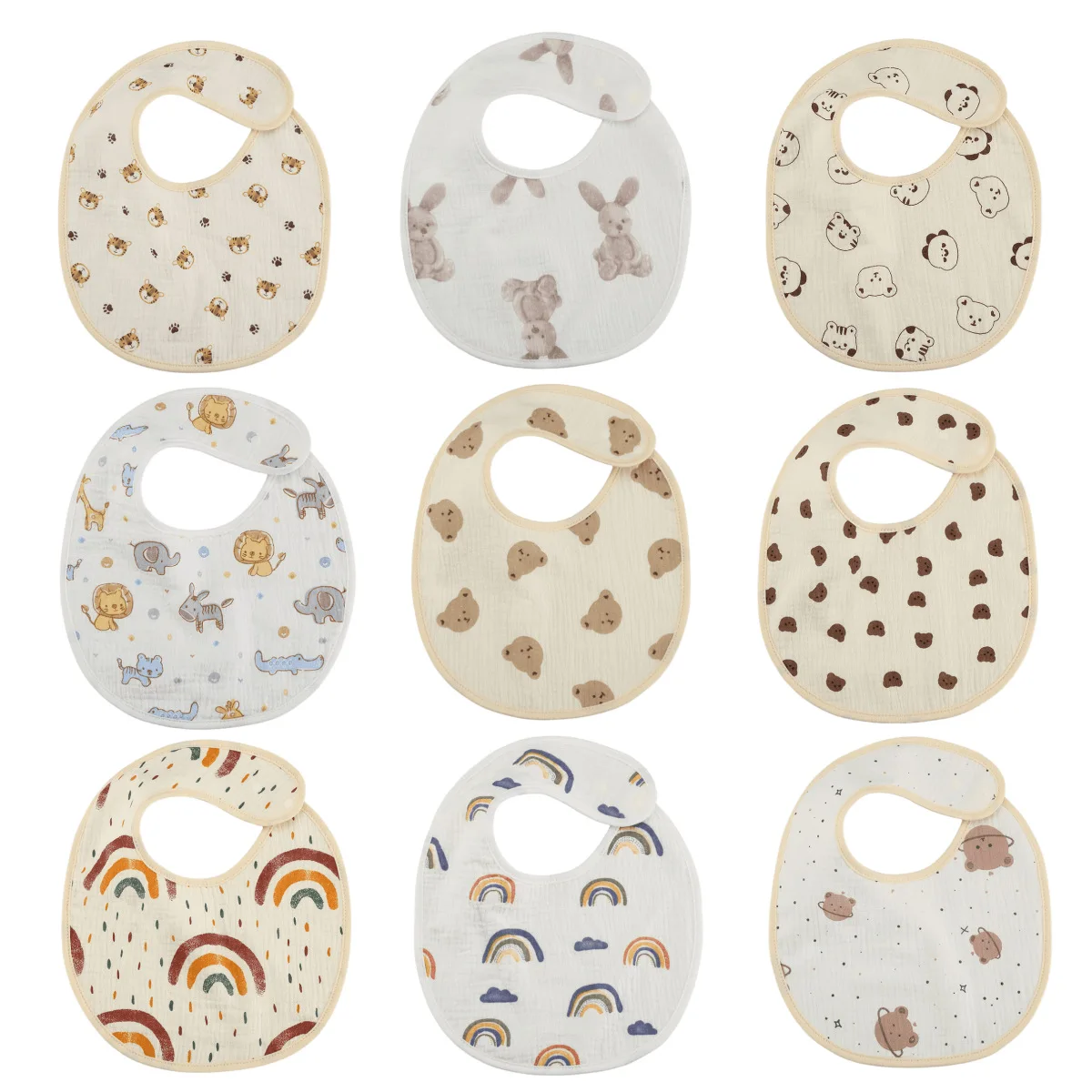 Autumn and Winter Cartoon Saliva Pocket Waterproof Kids Eating Bib Baby Bib Gauze Baby Saliva Towel