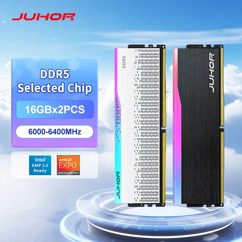 JUHOR Memoria Ram RGB DDR5 16GB 6000MHz 6400MHz PC5 Desktop