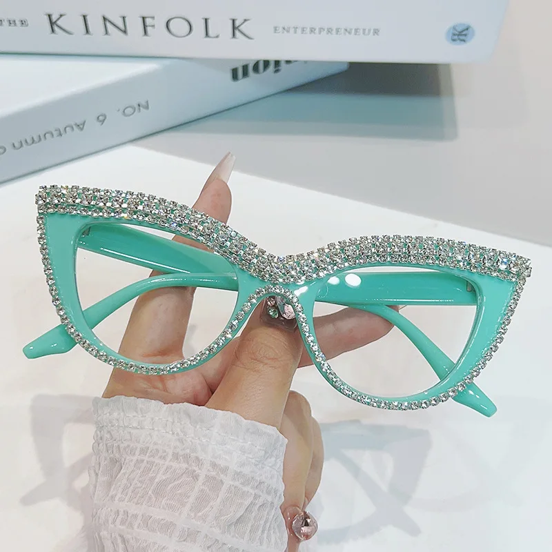 Eyeglasses Frames Eyewear Frames Women Glasses Fashion Eyeglasses Vintage Luxury Brand Designer Diamond Cat Eye Glasses Frame Women Fashion Trending Crystal Sexy Myopia Reading Eyeglasses Frames