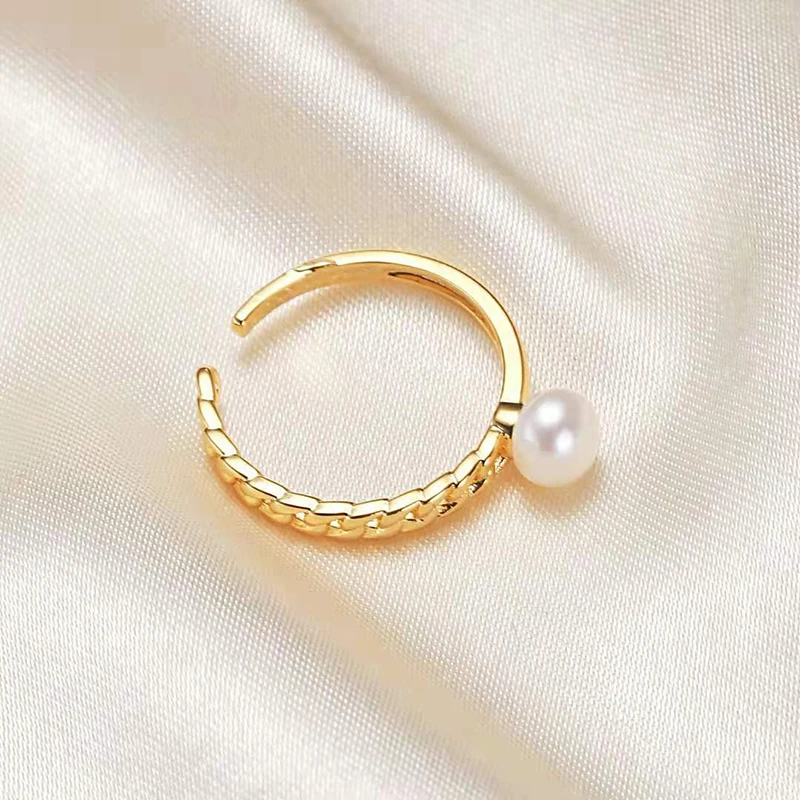 MULICHEN Freshwater Pearl Ring Women's Hand Jewelry Plated 14K Gold Temperament Irregular Opening Ring Free Shipping