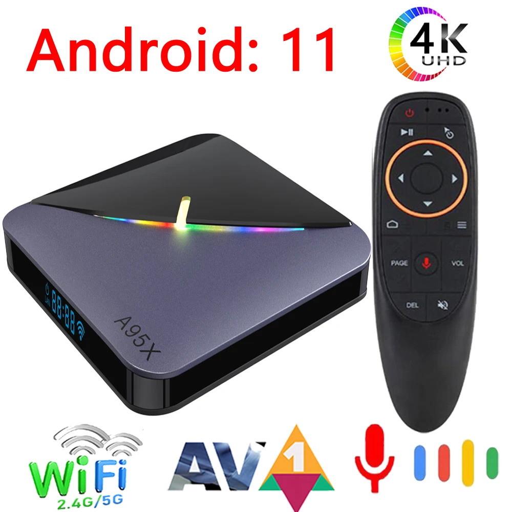 Smart TV Box Android 11 A95x F3 Air II Amlogic S905Y4 5G Wifi 4K 3D BT5.0 światło RGB TV Box HD odtwarzacz multimedialny 2G 16G 32G 4G 64G