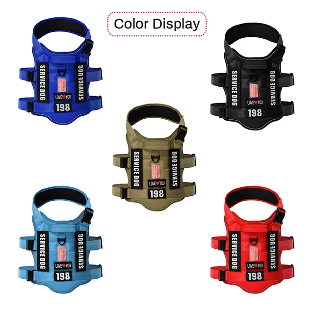 Service Dog Vest No Pull Dog Harness with 4 Dog Patches, Reflective Pet Harness with Durable Soft Padded Handle for Training Med 6