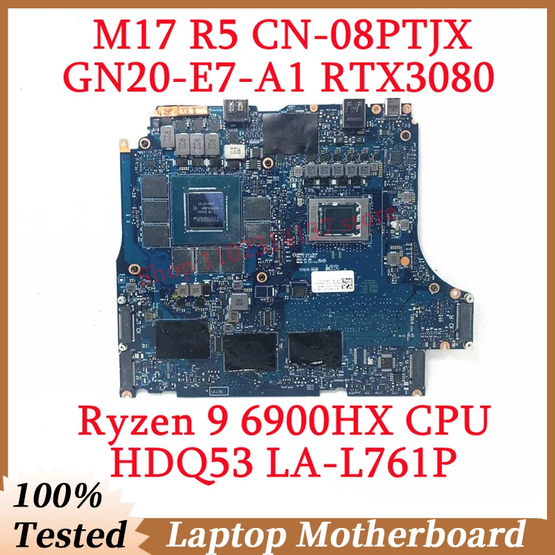 Per Dell M17 R5 Cn-08Ptjx 08Ptjx 8Ptjx Con Ryzen 9 6900Hx Cpu La-L761P Scheda Madre Del Computer Portatile Gn20-E7-A1 Rtx3080 100% Testato Buono