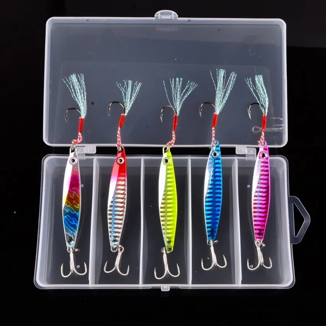 5pcs/box Metal Jig 7g 12g 17g 22g 30g 40g Sea Shore Casting Jigging lures  Jigs Spoon Saltwater Fishing lure Set Artificial Bait