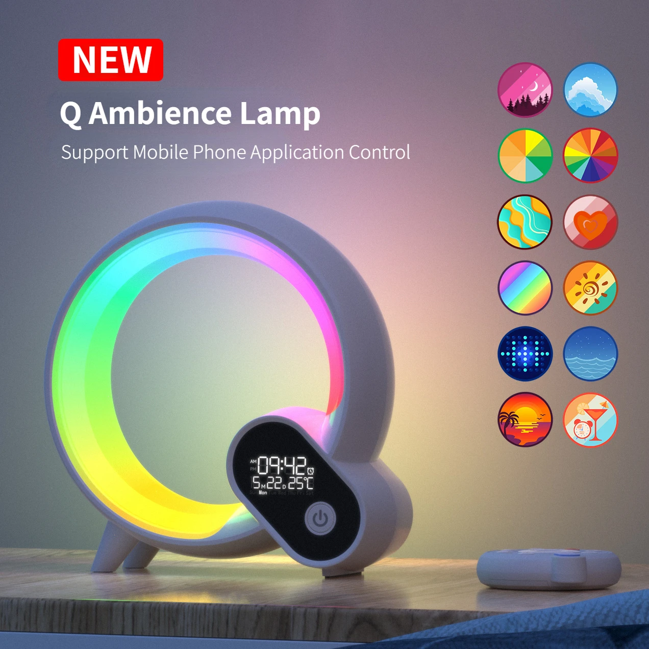 Smart Night Light APP Remote Control White Noise Sunrise Alarm Clock