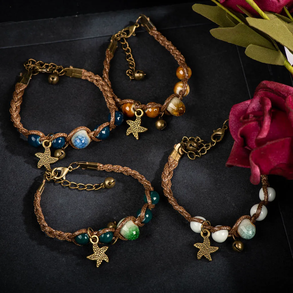 Ceramic Bracelet Handmade Beads Bracelet for Women,stone bead bracelet,ceramic bracelet,beaded bracelet