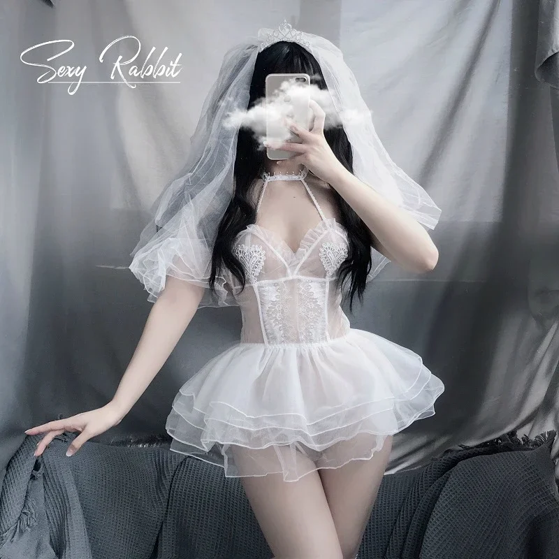

Sexy Lingerie Bride Maid Wedding Dress Lace Pajamas Erotic Underwear for Women Cosplay Uniform Temptation Roleplay Costumes