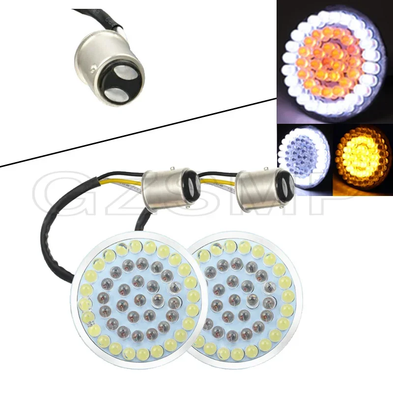 thumbnail image 1 of Luz indicadora de señal de giro para motocicleta 1156 1157, insertos LED estilo bala de 2", luces de panel, lámpara para Harley Dyna Sportster Softail, 1 of 4