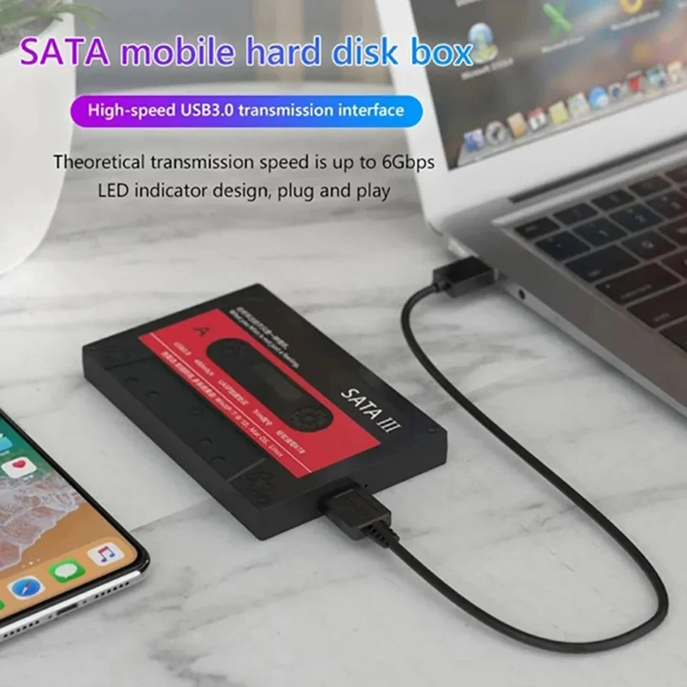 2.5'' HDD Enclosure SATA to USB 3.0 External Hard Drive Case 5Gbps Tape Design HDD Case With DIY Sticker for PC Laptop Notebook