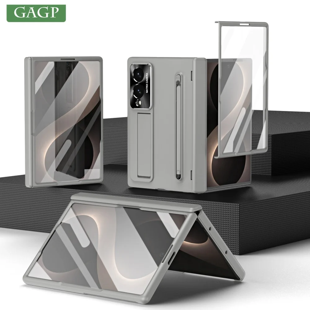 Enhanced Protective Case with Touch Pen, Glass Film, and Portable Stand - Trifold Design with Hinge Protection