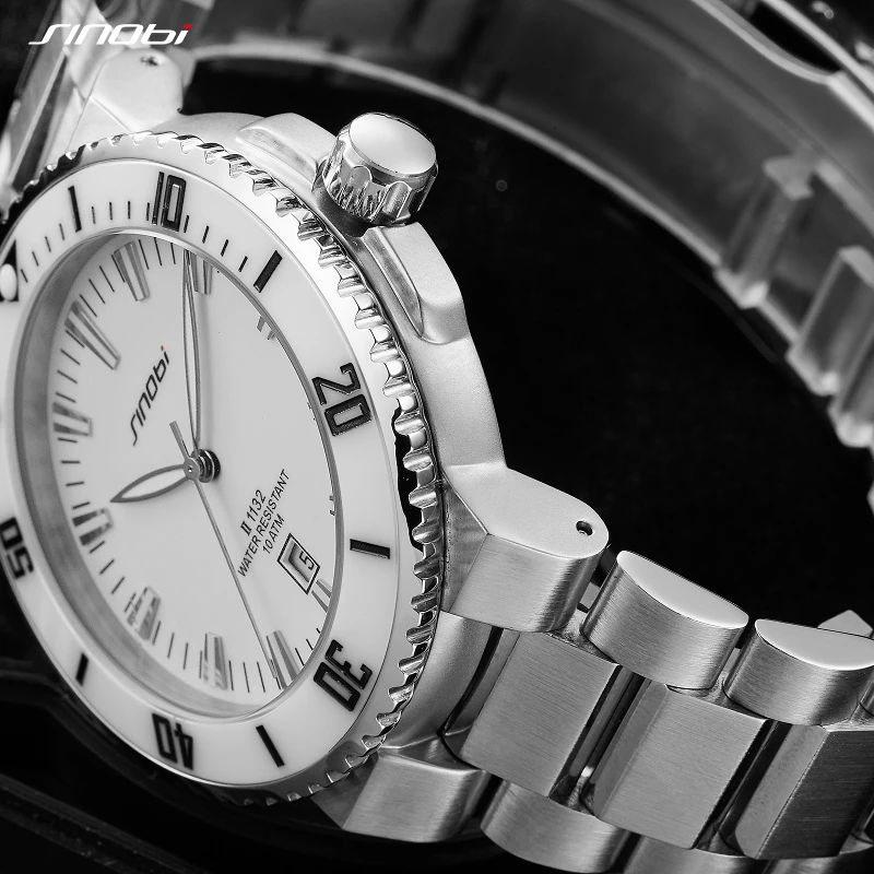 SINOBI 5 ATM Waterproof Men's Miyota Quartz Movement Full Stainless Steel Clock Man's Calender Wristwatches Relogio Masculino