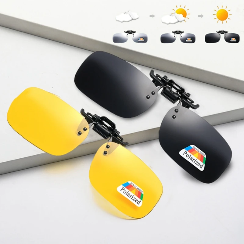 Polarized Sun Glasses Clip-on Fishing Sunglasses Outdoor Night Vision Glasses Covers Anti Glare Sunglasses Clip for Men Women 