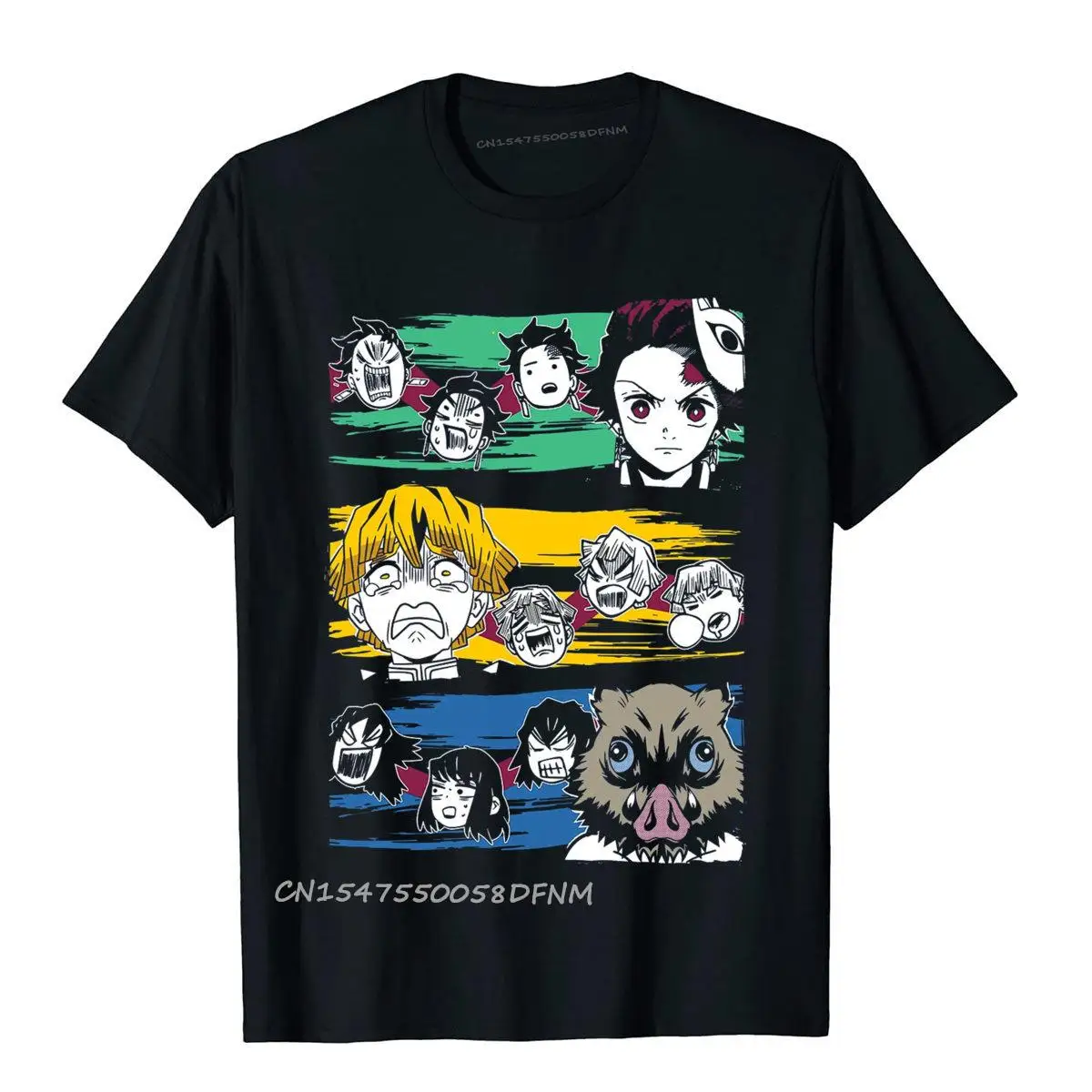 Customized cute art demon slayer anime Fitness  T Shirt Designer Cotton Student T Shirt e artblack