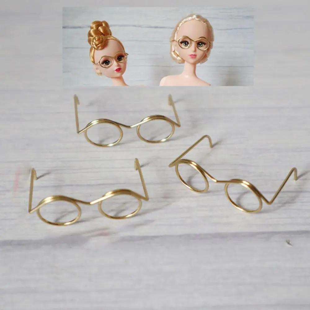 5PCS Black Frame Miniature Doll Eyewear Miniature Round Frame Metal Round Doll Glasses Toys Decoration Metal Doll Mini Glasses