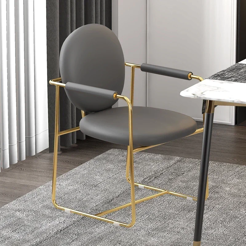 

Italian Light Luxury Dining Chair Modern Minimalist Cosmetic Chair Nail Salon Creative Gold-Plated Chair