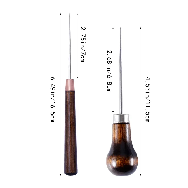 Leather Punching Awl LMDZ Wood Handle Leather Punching Tool Leather Straight Awl Hole Puncher Drills Craft Hand Stitching