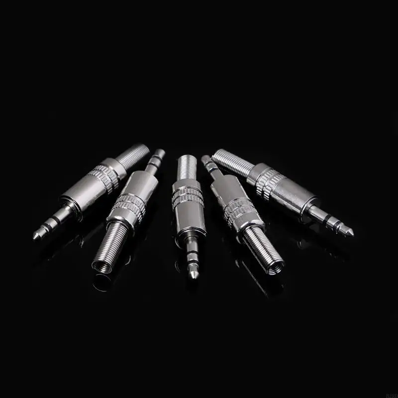 5 PCS 금속 3.5mm 2 링 3P 스테레오 잭 플러그 케이블 솔더 어댑터 어댑터 터미널
