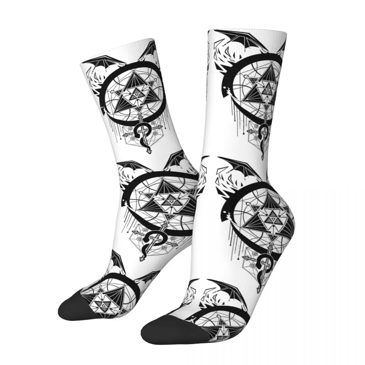

Черные мужские носки, винтажные повседневные короткие носки в стиле Харадзюку с изображением змеи алхимии
