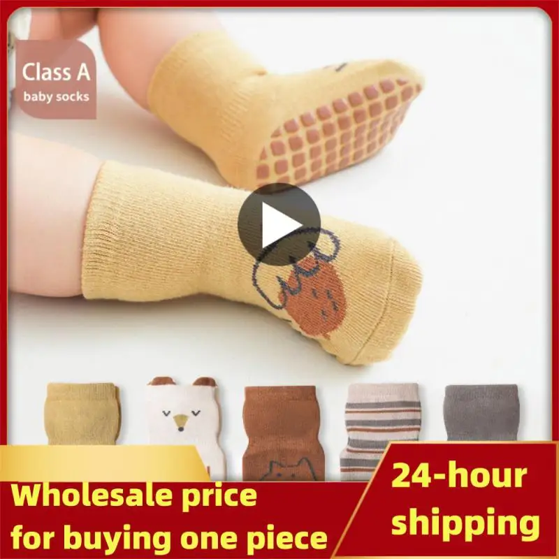 

Толстые противоскользящие носки, осенне-зимние теплые носки для новорожденных, детские носки с резиновой подошвой для малышей