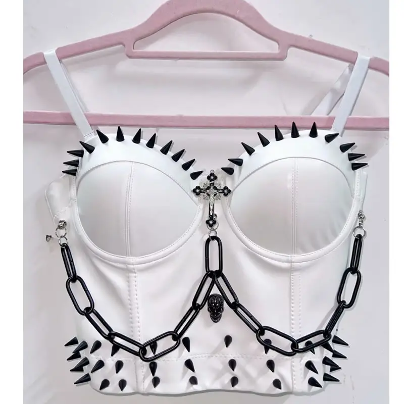 gothic clothes y2k clothes Rivets Skull Tank Tops Gothic Tops Punk Tank Tops vintage tops y2k crop top bustier top corset top