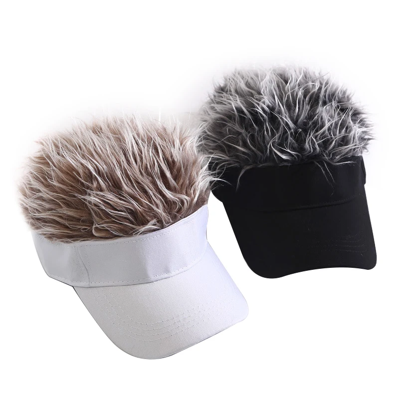 Casual Concise Men Women Sun Shade Adjustable Sun Visor Baseball Cap With Spiky Hairs Wig Spiked Wigs Baseball Hat 4