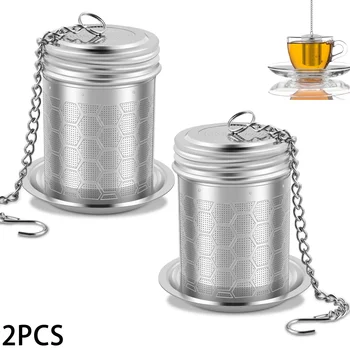 2Pcs Tea Infuser Stainless Steel Tea Strainer Teapot Fine Mesh Tea Leaves Spice Seasoning Filter Teaware Kitchen Accessories