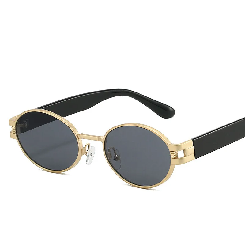 Luxury Unisex Oval Metal Sunglasses - Designer Black UV400 Fashion Shades