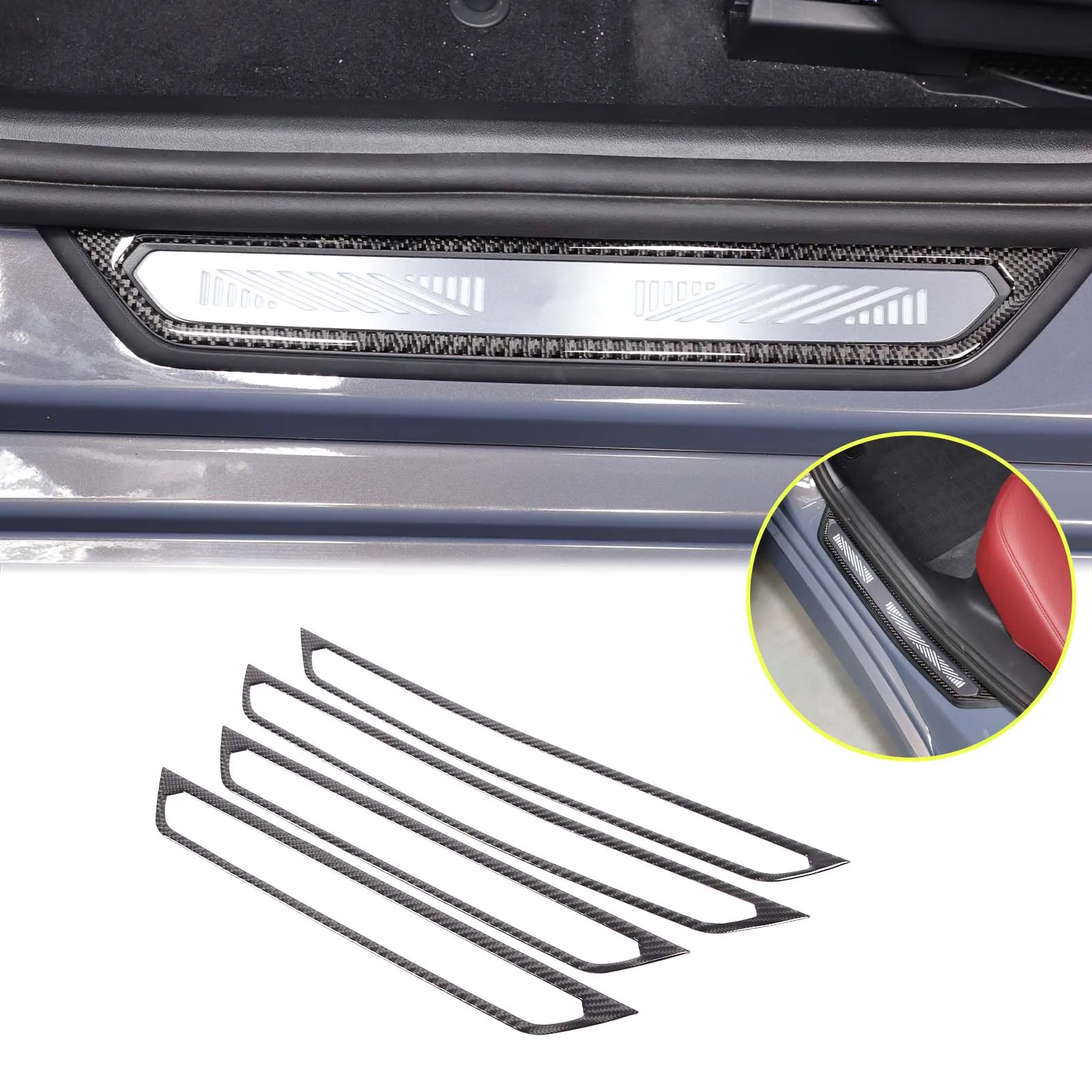 

For BMW 5 Series G60 2024+ soft carbon fiber car styling exterior door sill strip sticker car interior protection accessories