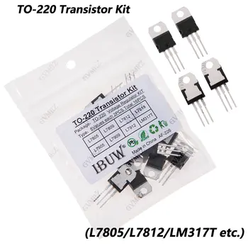 16PCS 8Values TO-220 Transistor Kit (L7805/L7812 etc.) Voltage Regulator for Industrial Power Supply DIY Project LM317T L7805