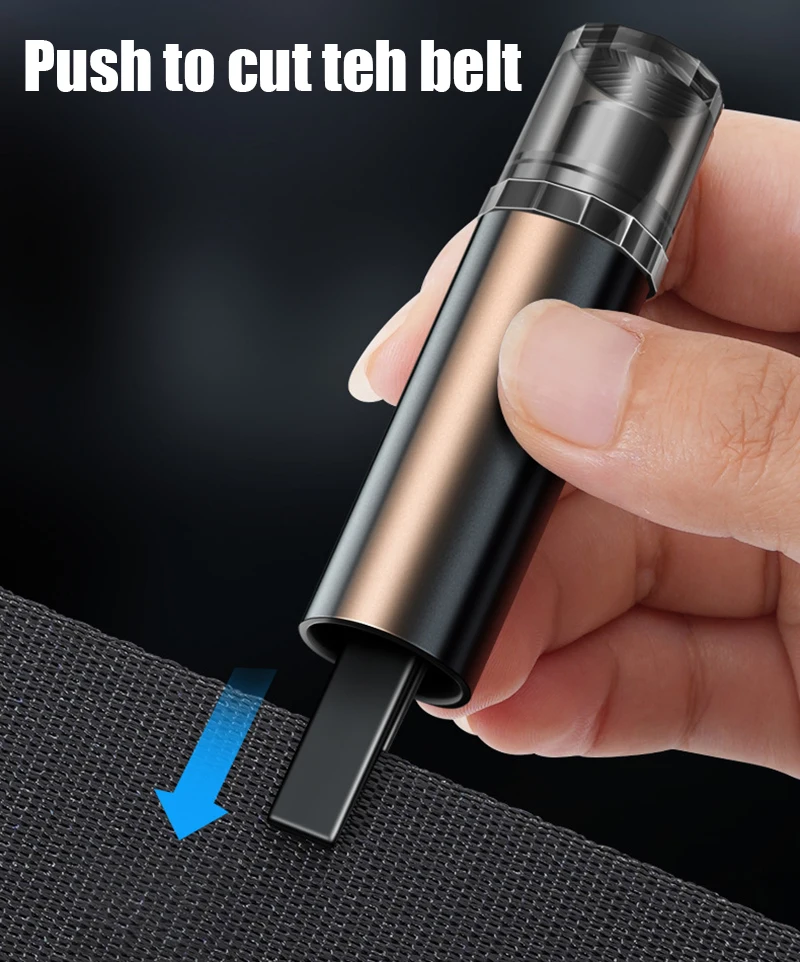 Car Safety Hammer 2-in-1 Window Glass Breaker Seat Belt Cutter High Hardness Tungsten Steel Emergency Rescue Tool With Base