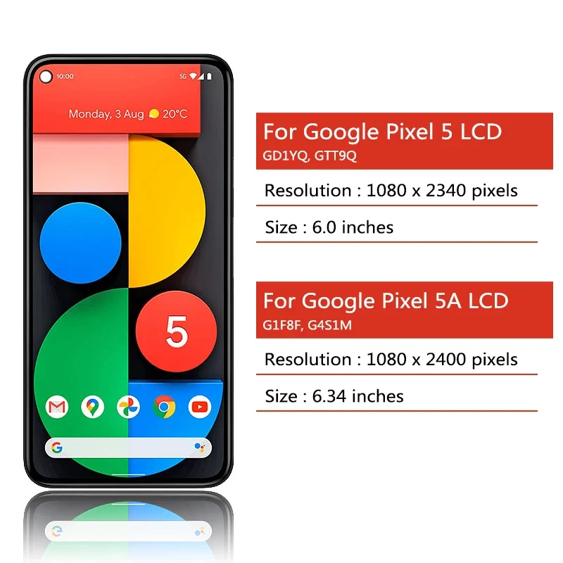 شاشة مع محول لهاتف قوقل بيكسل 5 بديل الاصلي