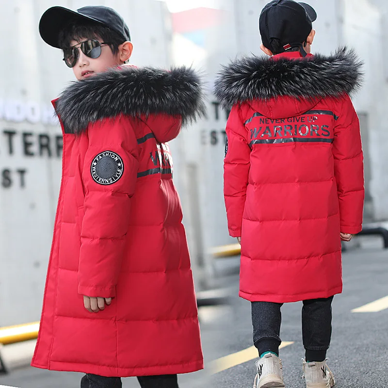 Russian Winter Children Boy Down Jacket Hooded Waterproof Thicken Warm Boy Outerwear Coat 4-14 Years Kids Teenage Parka