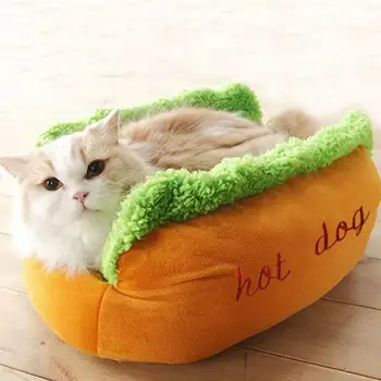 Dog Bed Stuffed Cat Dog Warm Winter Bed Hot Dog Shaped Anti-Slip Base Zippered Sleeping Furniture For Small To Large Dogs For 2