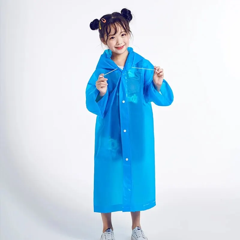 Raincoat Poncho Eva CHILDREN'S Transparent Thickening Waterproof Portable Outdoor Boys Girls Hiking Camping