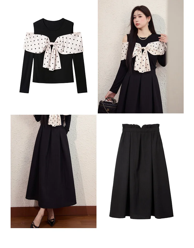 Large Size L-4XL Women Spring French Big Bow Off-the-shoulder